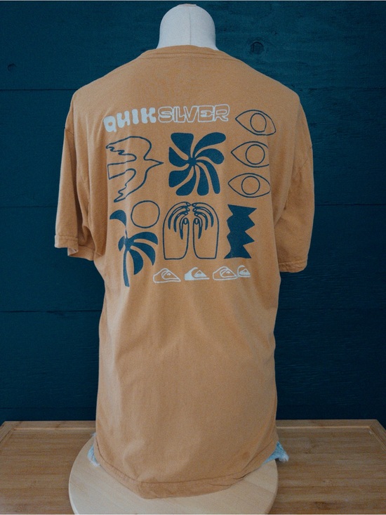 Quiksilver Other - Quicksilver Graphic Tee Tan Mustard Palm Tree Logo Large